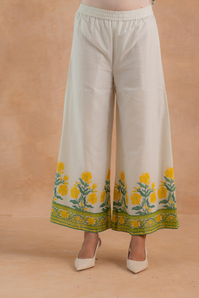 Gulbahaar Off-White Floral Printed Kurta Palazzo And Dupatta Set