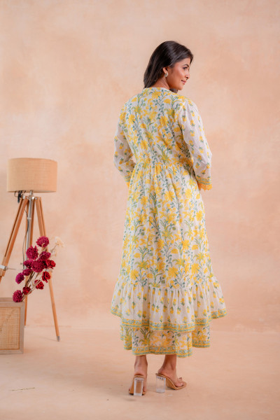 Sunlit Gulbahaar Floral Tiered Dress