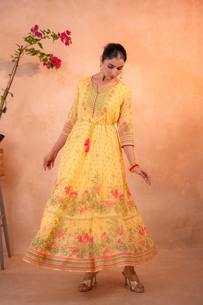 Gulnaar Gendaphool Garden Panelled Dress