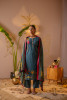 Neelambara Teal Floral Printed Kurta Pant And Dupatta Set