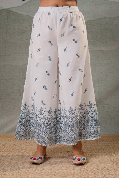 Ethereal Blue Kurta Ensemble with White Dupatta
