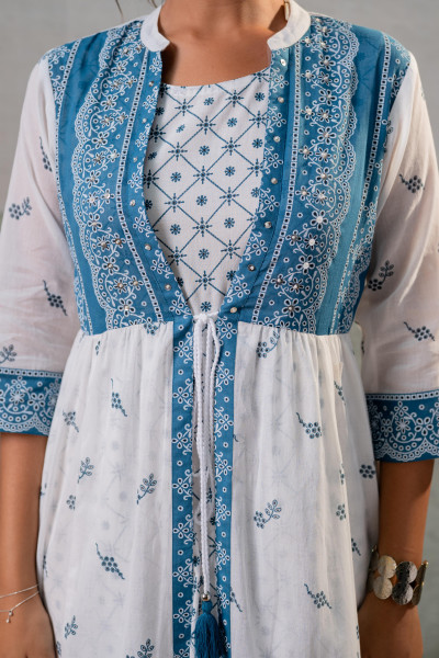 Ivory Noir Indigo Heritage Flare Dress