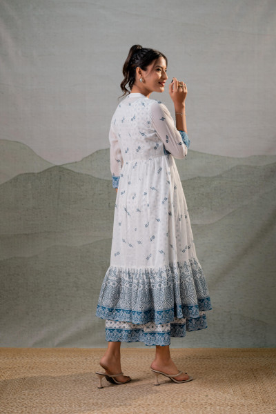 Ivory Noir Indigo Heritage Flare Dress