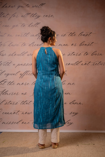 Midnight Meadow Indigo Halter Kurta