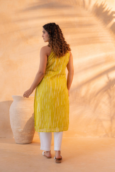 Sunlit Meadow Lime Halter Kurta