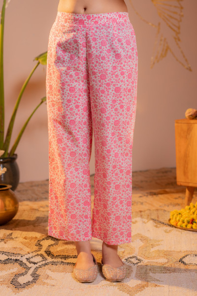 Gulnaar  Pink  Printed Flared Kurta Pant And Dupatta Set
