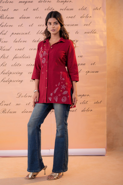 Maroon Shell Story Tunic