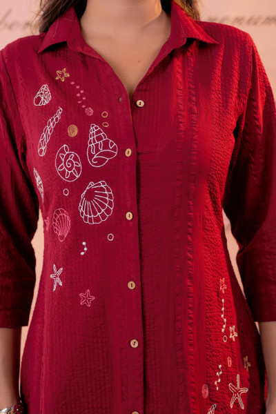 Maroon Shell Story Tunic