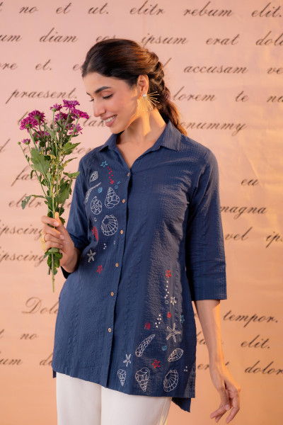 Navy Shell Story Tunic