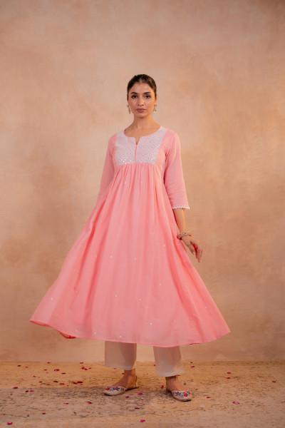 Blush  Peach Noor Flared Kurta