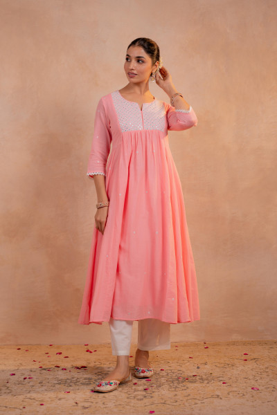 Blush  Peach Noor Flared Kurta