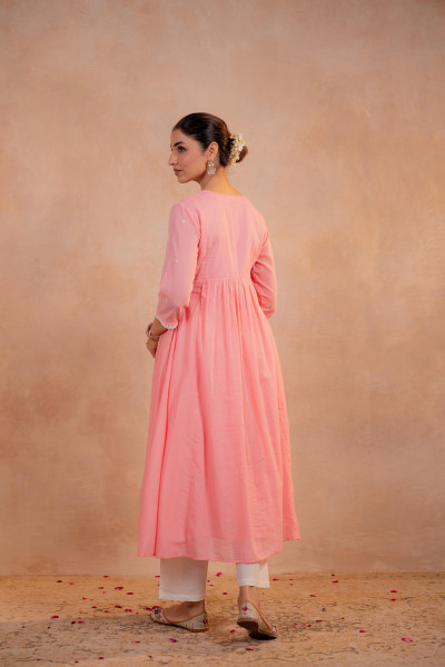Blush  Peach Noor Flared Kurta