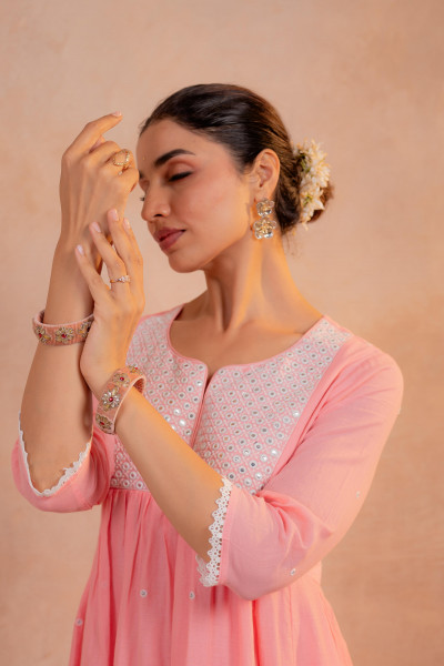 Blush  Peach Noor Flared Kurta
