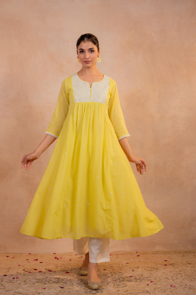 Sunshine Yellow Noor Flared Kurta