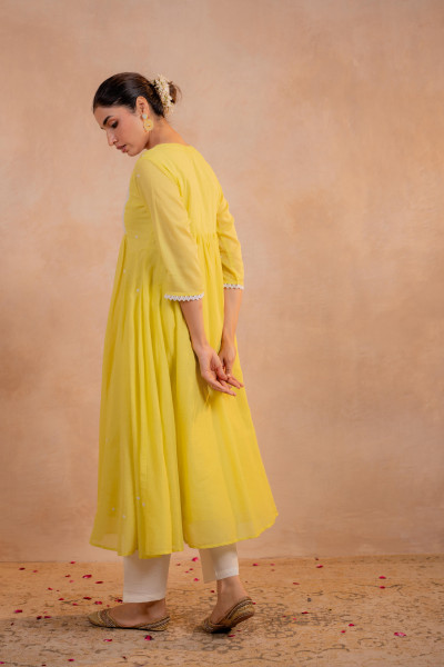 Sunshine Yellow Noor Flared Kurta