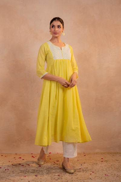Sunshine Yellow Noor Flared Kurta