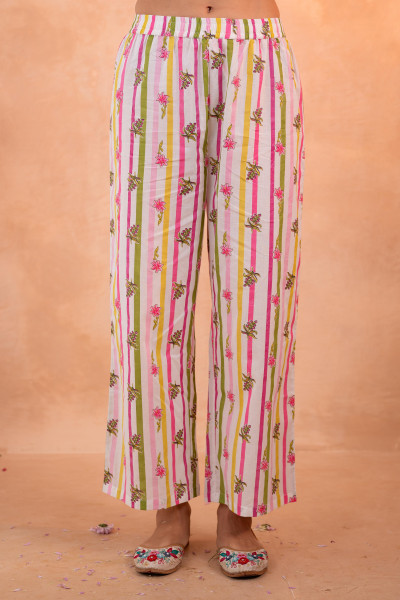 Elegant White Floral Kurta Set with Pink Dupatta