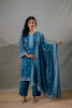 NeelraIndigo  Teal  Printed Kurta Pant And Dupatta Set