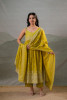 Lime Printed Anarkali Kurta Set with Matching Dupatta