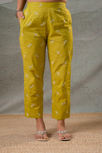 Lime Printed Anarkali Kurta Set with Matching Dupatta