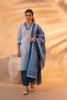 Noir Ikat Echo Blue &amp; White  Printed Kurta Pant And Dupatta Set