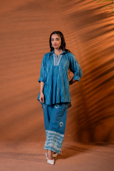 Neel Rekha Indigo Tunic Set