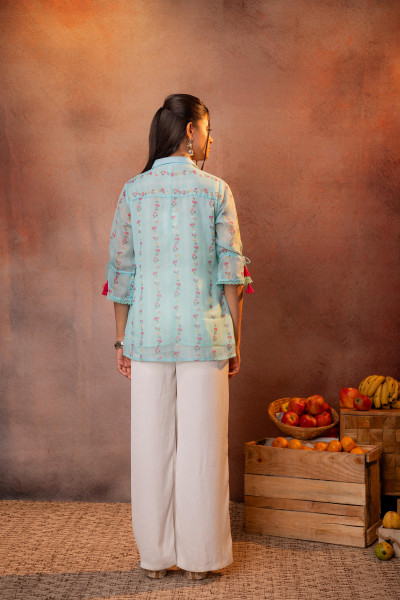 Blue Floral Printed Tunic
