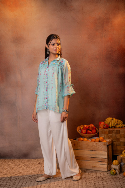 Blue Floral Printed Tunic