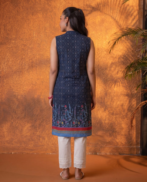 Indigo Floral Buti Printed Viscose Kurta