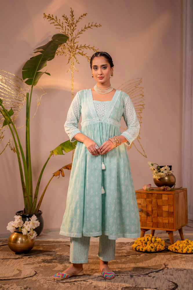 Seafoam Noor Panelled dress