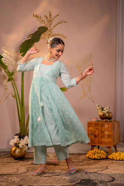 Seafoam Noor Panelled dress