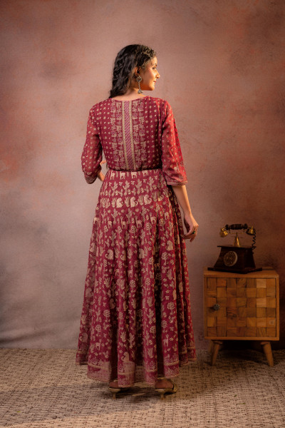 Maroon Sheen  Anarkali dress