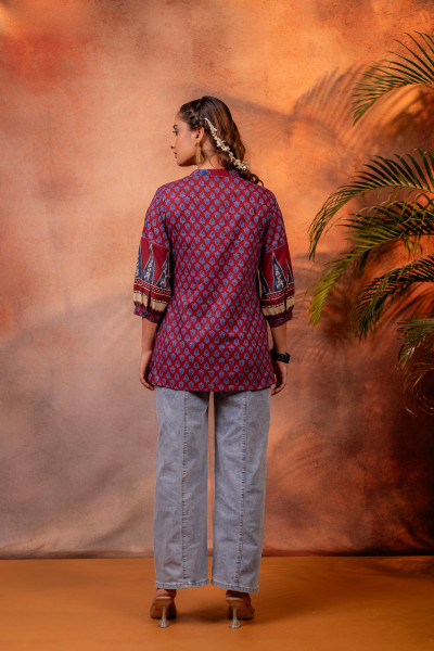 Maroon Paisley Printed Cotton Tunic