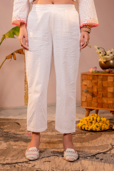 Elegant White Embroidered Kurta Set with Peach Dupatta