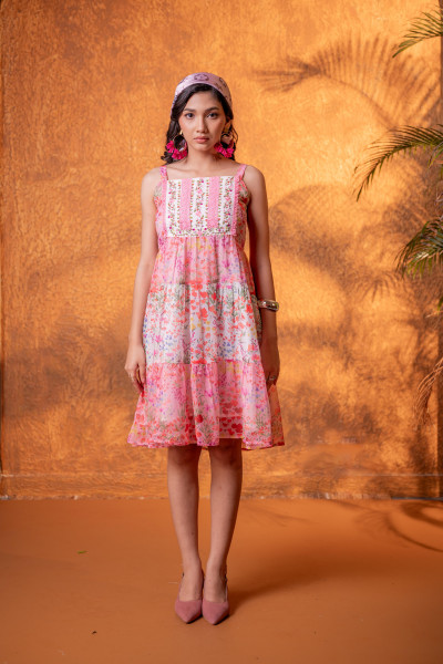 Rosé Garden Tiered Dress