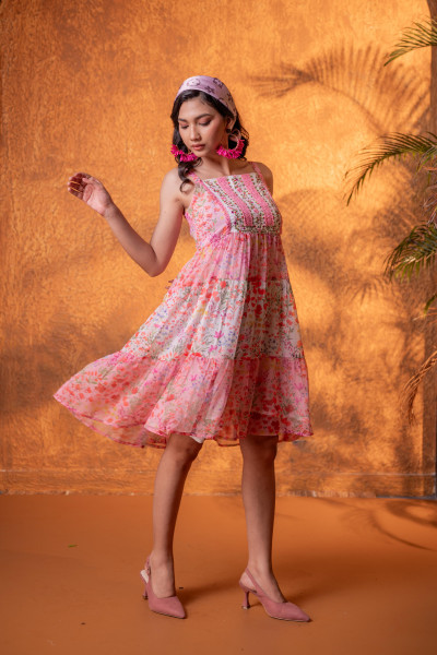 Rosé Garden Tiered Dress