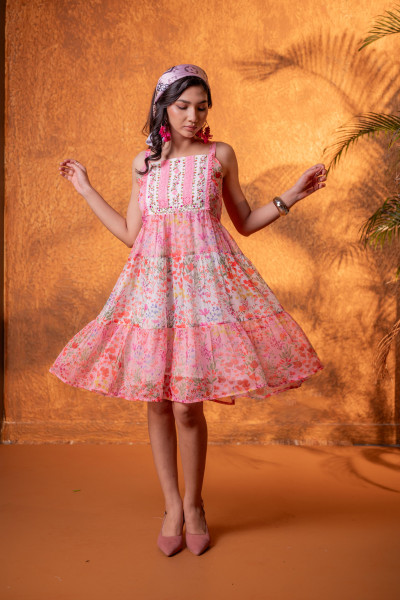 Rosé Garden Tiered Dress