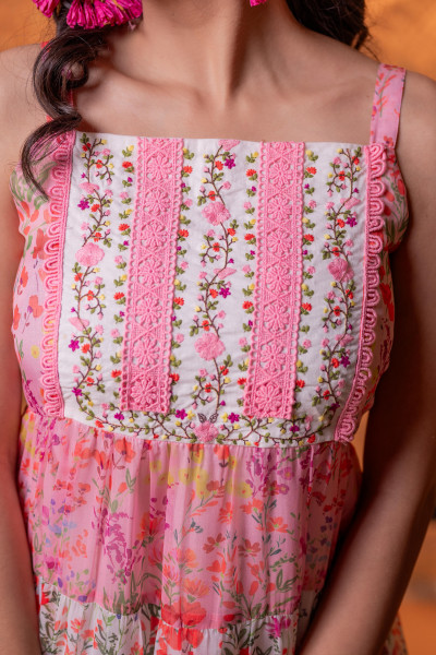 Rosé Garden Tiered Dress