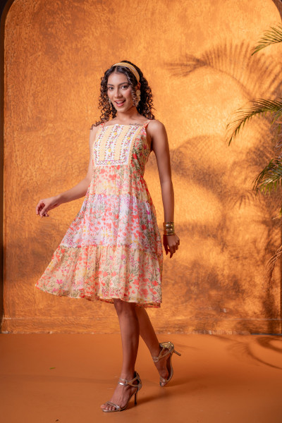 GoldMary Garden Tiered Dress