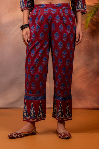 Rangrez Maroon Ajrakh Co-ord Set