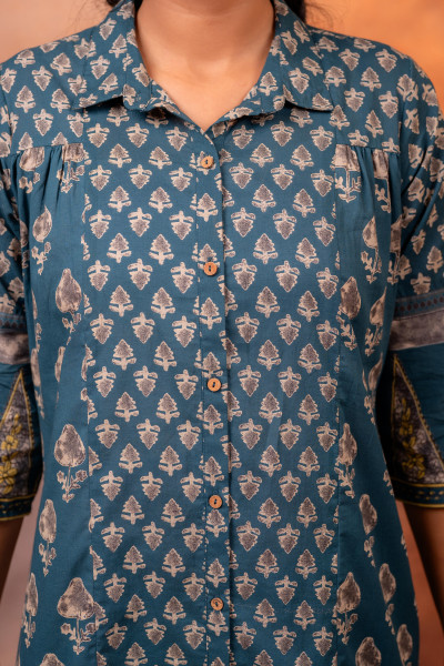 Rangrez TealGreen Ajrakh Co-ord Set