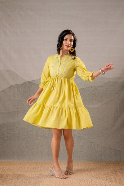 Lime Whisper Tiered Dress