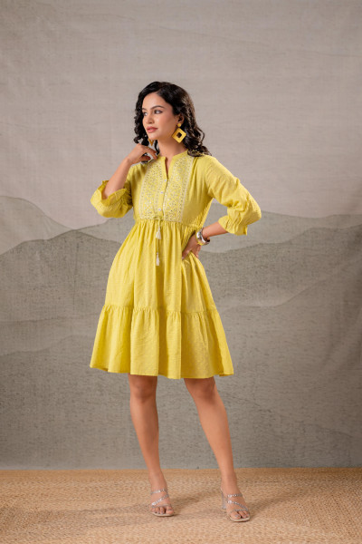 Lime Whisper Tiered Dress