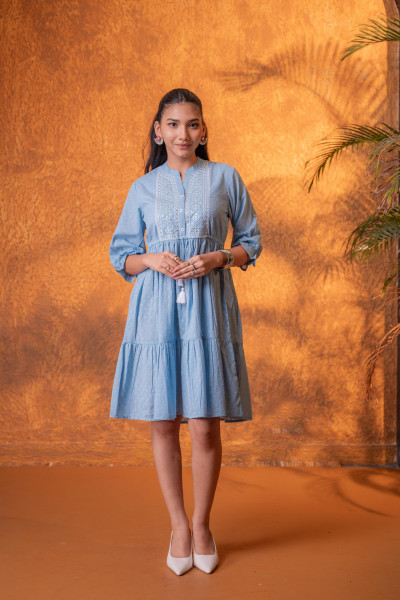 PowderBlue Whisper Tiered Dress