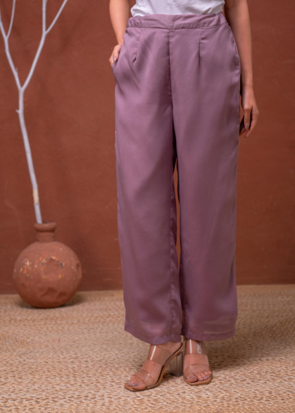 Lavender Solid Man Made Fiber Kurta Pant Dupatta Set with Beads and Sequence Work