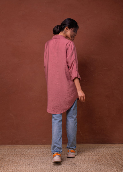 Viscose Dustypink Embellished Shirt with Sequin & Bead Details