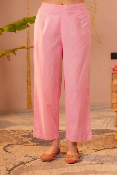 Pink Embroidered A-Line Kurta Set with Dupatta