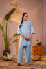 Blue Whisper Embroidered Comfort Co-ord