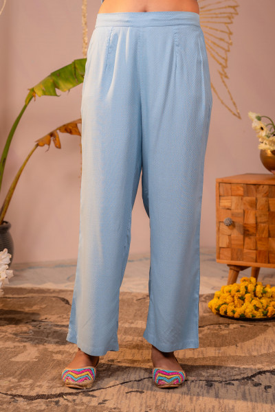 Blue Whisper Embroidered Comfort Co-ord