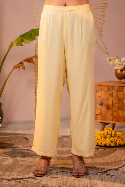 Light Yellow Whisper Embroidered Comfort Co-ord